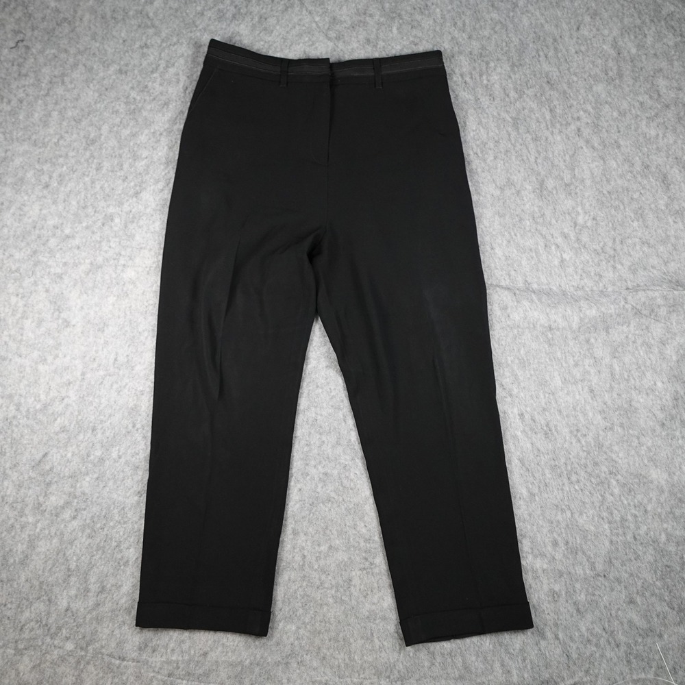 Kenzo Pant Women 40 US Medium Black High Rise Cuffed Tailored Straight Leg